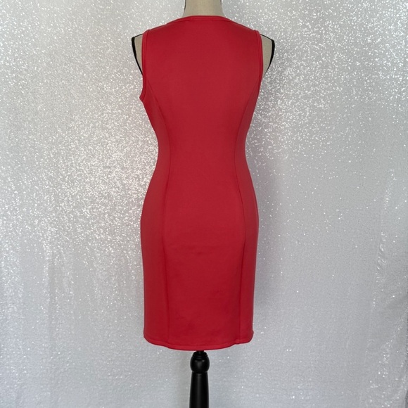 Calvin Klein Coral Sleeveless Sheath Dress with Gold Front Zipper – Size M - Picture 3 of 14